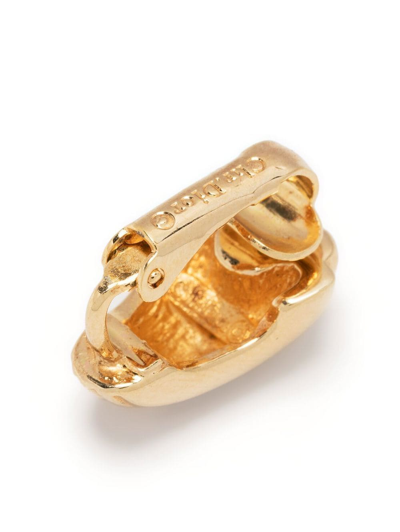 Pre-owned Dior  Shell-motif Clip-on Earrings In Gold