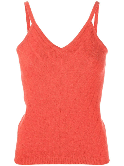 Pre-owned Chanel 1997 Cashmere Knit Vest In Orange