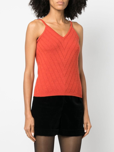 Pre-owned Chanel 1997 Cashmere Knit Vest In Orange