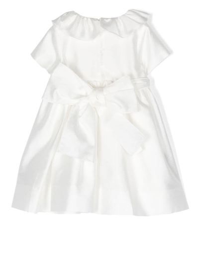 Shop Little Bear Ruffle-trim Bow Detail Dress In White