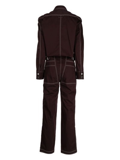 Shop Stella Mccartney Stitch-detail Denim Jumpsuit In Purple