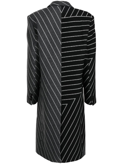 Stella Mccartney Multi-way Stripe Double-breasted Coat In Black