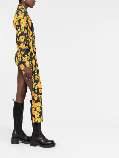 Shop Balenciaga Floral-print Playsuit In Yellow