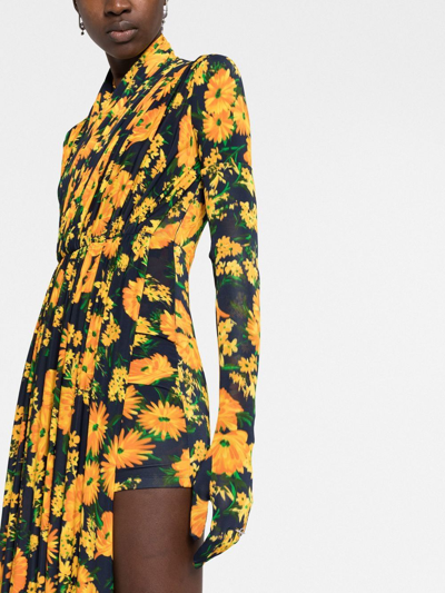 Shop Balenciaga Floral-print Playsuit In Yellow