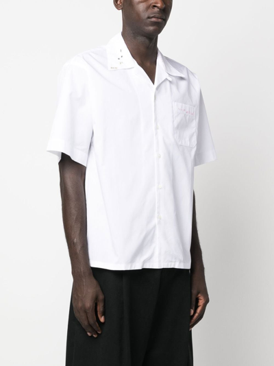 Shop Marni Embroidered Bowling Shirt In White