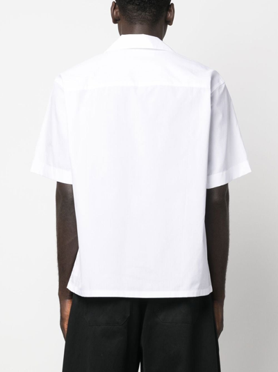 Shop Marni Embroidered Bowling Shirt In White