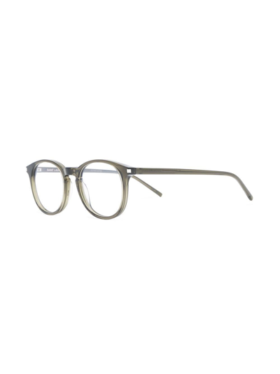 Saint Laurent Brown-brown-transparent Acetate Glasses In Green