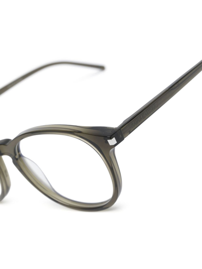 Saint Laurent Brown-brown-transparent Acetate Glasses In Green