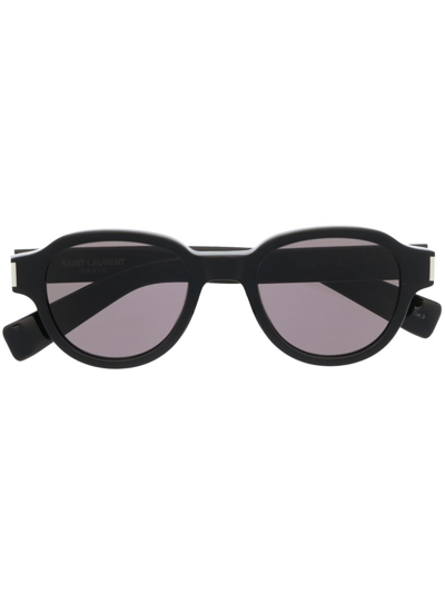 Shop Saint Laurent Sl546 Round-frame Sunglasses In Black