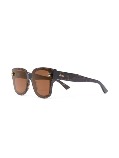 Shop Cartier Wayfarer-frame Sunglasses In Brown