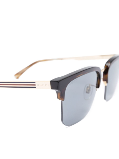 Shop Gucci Rectangle Sunglasses In Brown