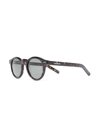 Montblanc Tortoise-shell Roundframe Sunglasses In Brown