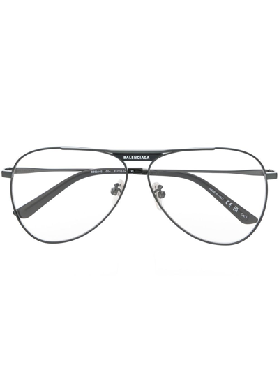 Shop Balenciaga Logo-print Pilot-frame Glasses In Black