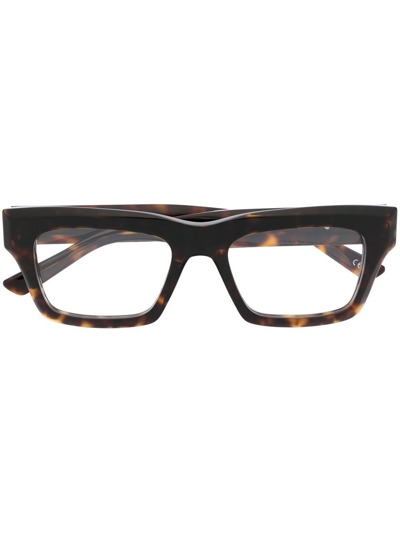 Shop Balenciaga Tortoiseshell-effect Square-frame Glasses In Brown