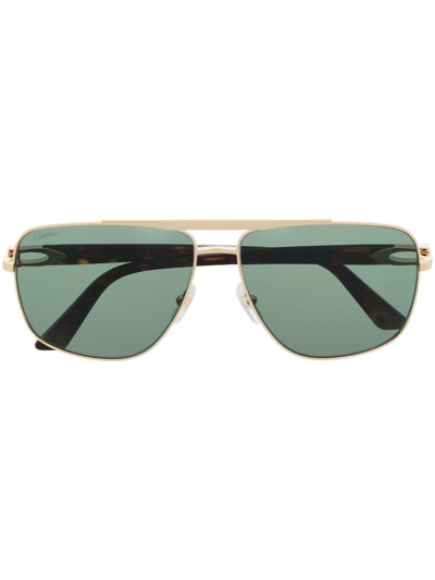 Shop Cartier Wayfarer-frame Sunglasses In Gold