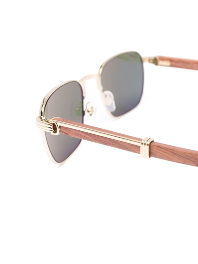 Shop Cartier Square-frame Tinted Sunglasses In Gold