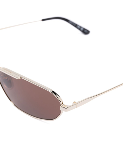 Shop Balenciaga Oval-frame Design Sunglasses In Gold