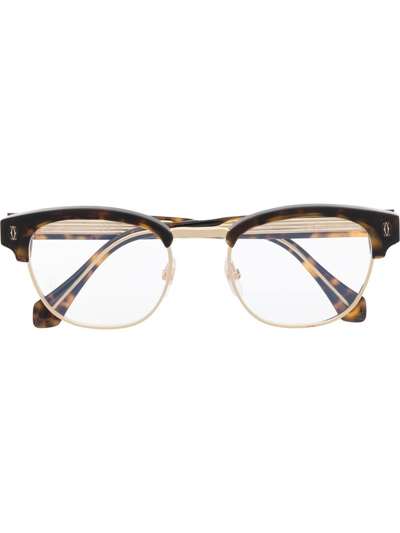 Shop Cartier Round-frame Glasses In Brown
