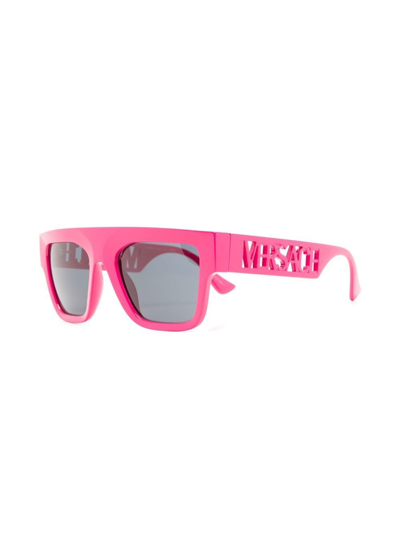 Shop Versace Logo-arm Detail Sunglasses In Pink