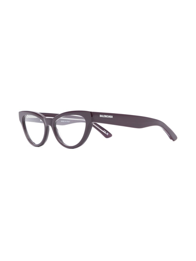 Shop Balenciaga Cat-eye Frame Glasses In Purple