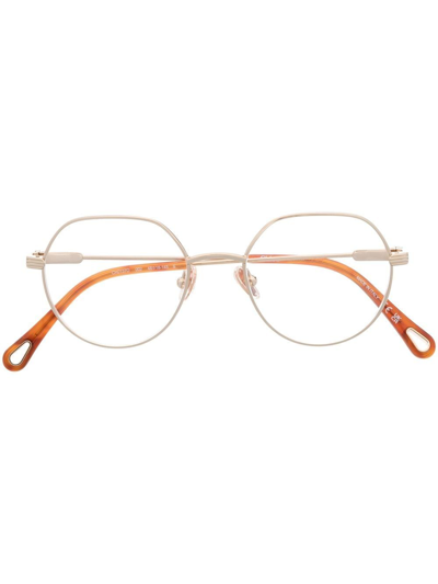 Shop Chloé Round-frame Optical Glasses In Gold