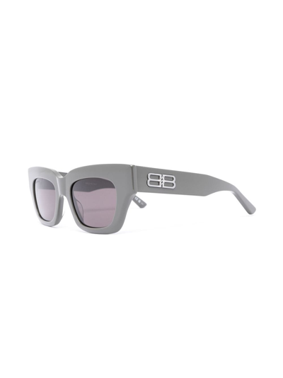 Balenciaga Logo-plaque Square-frame Sunglasses In Grey