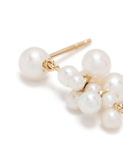 Shop Sophie Bille Brahe 14kt Yellow Gold Freshwater Pearl Earring In White