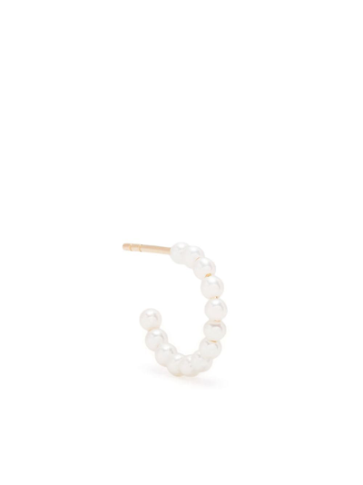 Shop Sophie Bille Brahe 14kt Yellow Gold Freshwater Pearl Hoop Earrings In White