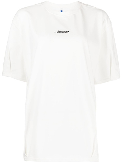 Shop Ader Error Verif Oversized Logo-embroidered T-shirt In White