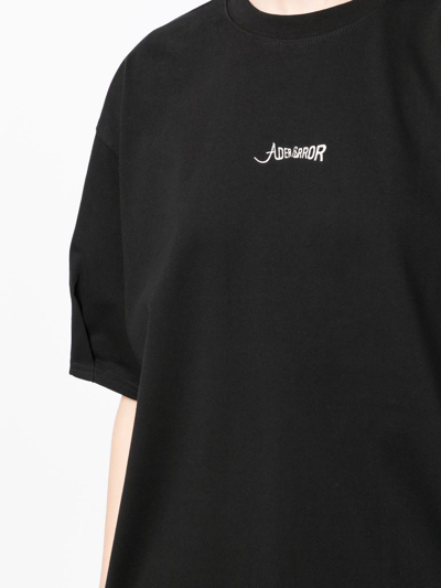 Shop Ader Error Verif Oversized Logo-embroidered T-shirt In Black