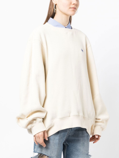 Shop Ader Error Embroidered-logo Crew-neck Sweatshirt In White