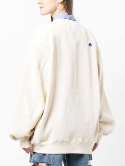 Shop Ader Error Embroidered-logo Crew-neck Sweatshirt In White