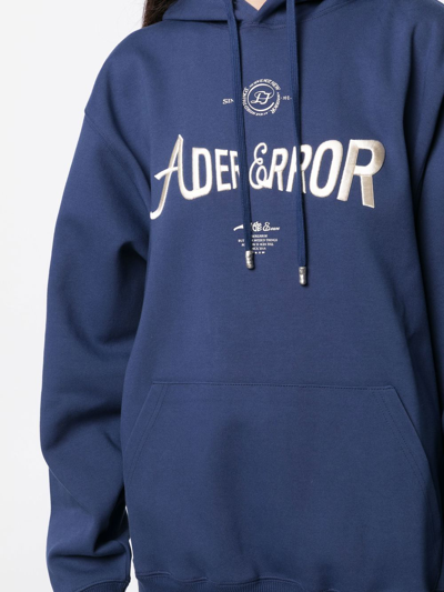 Shop Ader Error Embroidered-logo Drawstring Hoodie In Blue