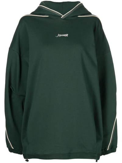 Shop Ader Error Logo-print Cotton Hoodie In Green
