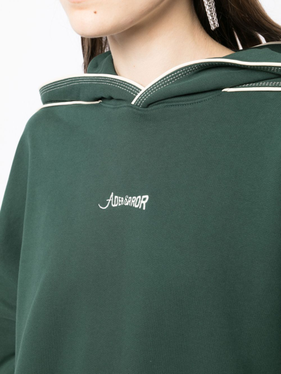 Shop Ader Error Logo-print Cotton Hoodie In Green