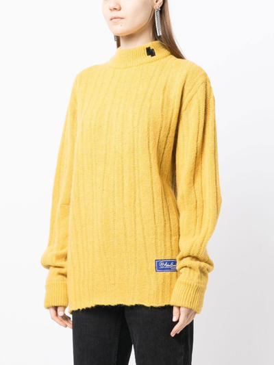 Shop Ader Error Logo-patch Knitted Jumper In Yellow