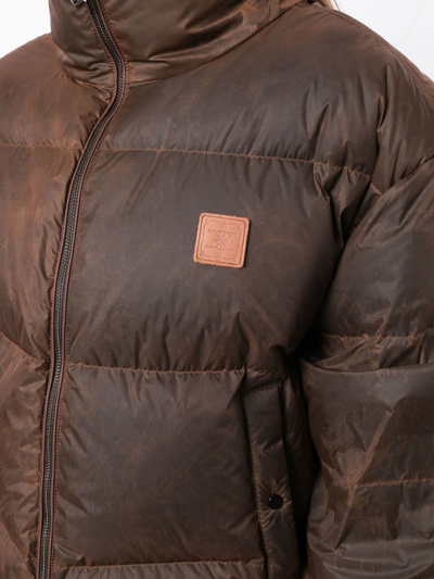 Shop Ader Error Logo-patch Puffer Jacket In Brown