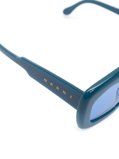 Shop Marni Eyewear Lp4 Pentagonal Sunglasses In Blue