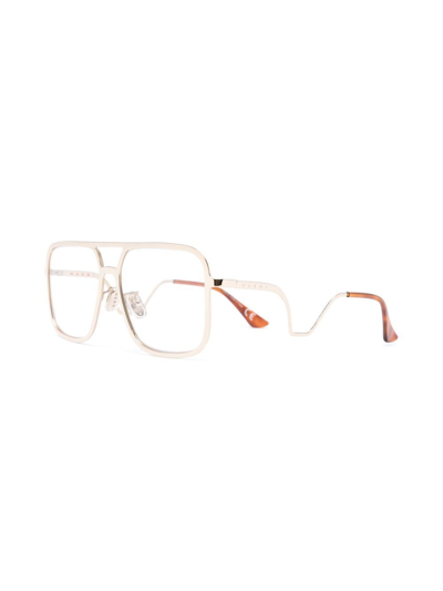 Shop Marni Eyewear Qxo Square-frame Glasses In Gold