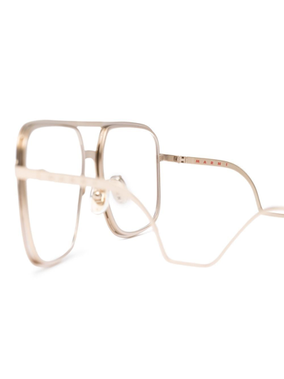 Shop Marni Eyewear Qxo Square-frame Glasses In Gold