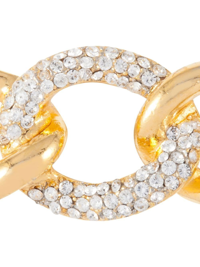 Pre-owned Dior 1970s  Crystal-embellished Chain-link Brooch In Gold