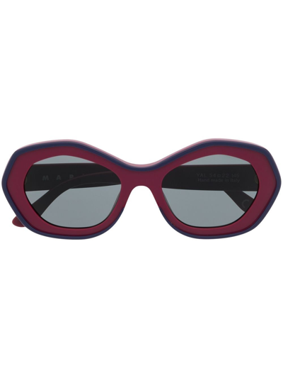 Shop Marni Eyewear Yal Pentagonal Sunglasses In Purple