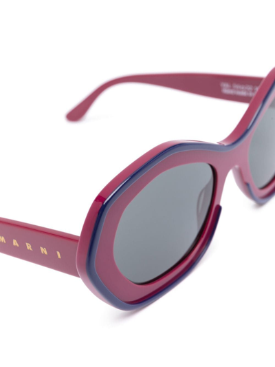 Shop Marni Eyewear Yal Pentagonal Sunglasses In Purple
