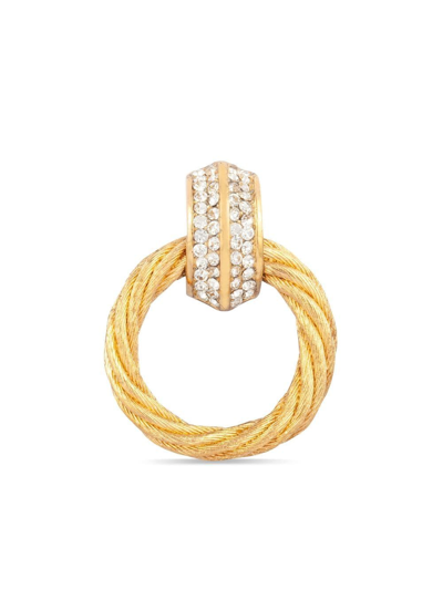 Pre-owned Dior 1980s  Crystal-embellished Post-back Earrings In Gold