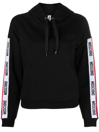 Shop Moschino Logo-print Sleeve Hoodie In Black