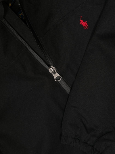 Shop Ralph Lauren Embroidered-logo Zip-up Jacket In Black