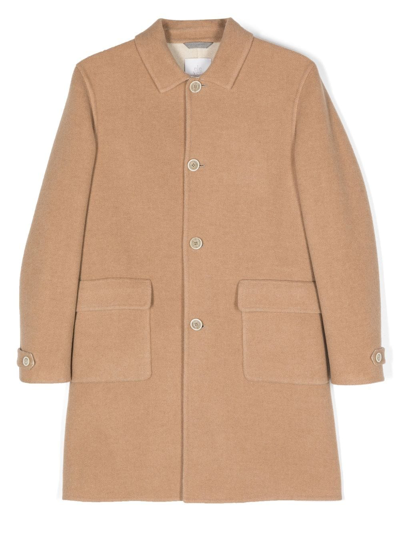 Shop Eleventy Single-breasted Wool-cashmere Blend Coat In Neutrals