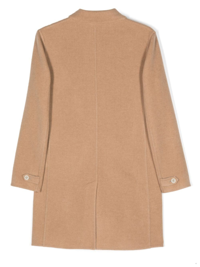 Shop Eleventy Single-breasted Wool-cashmere Blend Coat In Neutrals
