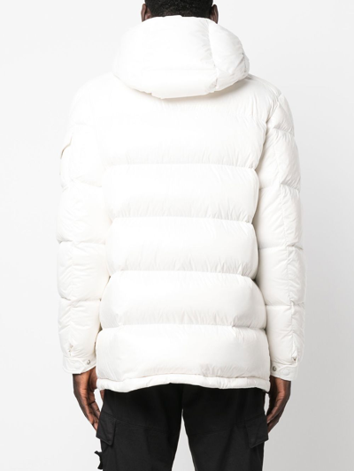 Shop Moncler Padded Press-stud Fastening Coat In White