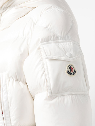 Shop Moncler Padded Press-stud Fastening Coat In White